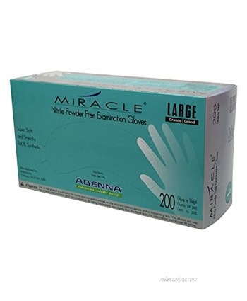 Adenna MIR166 Miracle 3.5 mil Nitrile Powder Free Exam Gloves Blue Large Box of 200