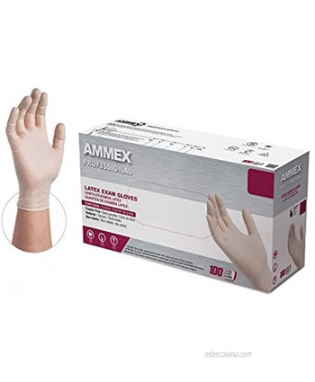 AMMEX White Latex Exam Gloves 4 Mil Powder Free Textured Disposable