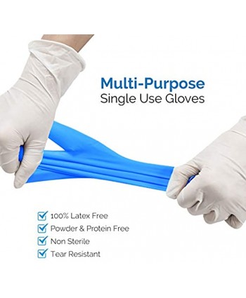 Basic Disposable Vinyl Gloves 100Pcs,Large Size,Cleaning Gloves,Food Service Gloves,Powder Free,Latex Free,Non-Sterile for All Purposes Gloves,Blue BMPF3003