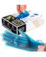 BEELEEVE [500-Box] Disposable Plastic Poly Gloves One Size Fits Most Color Variants Single-Use Hand Covers for Food Safe Handling Preparation Kitchen Cooking Waterproof Bulk b Blue