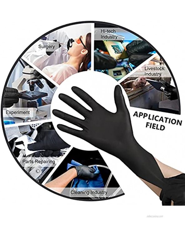 Black Disposable Nitrile Latex & Powder Free 6-Mil Gloves 50 Count Textured Mechanic Wearing Cleaning Food