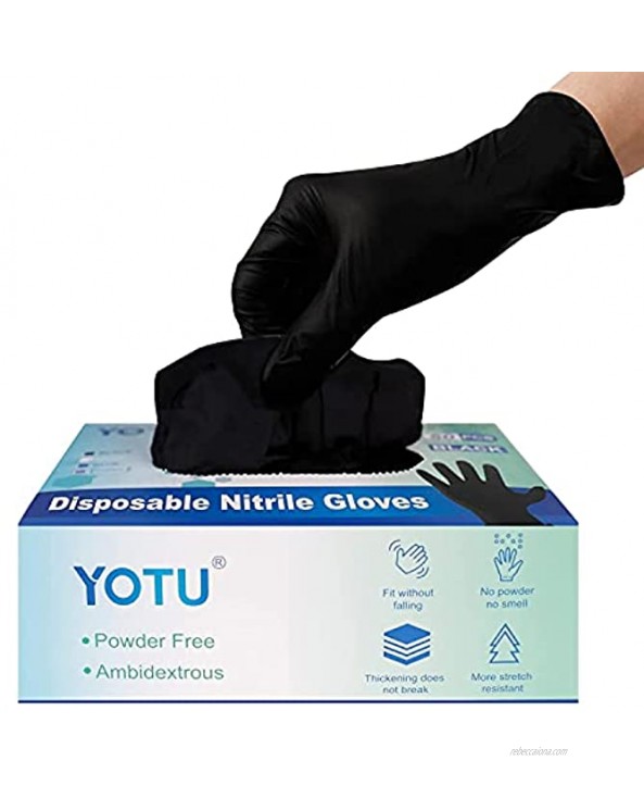 Black Disposable Nitrile Latex & Powder Free 6-Mil Gloves 50 Count Textured Mechanic Wearing Cleaning Food