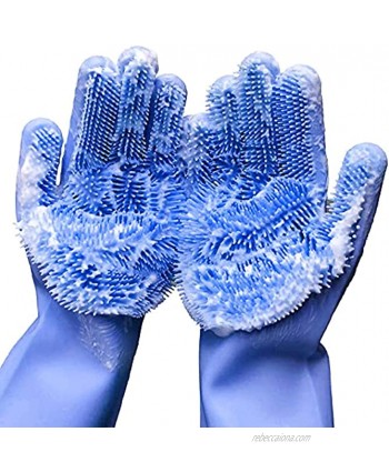 Cleaning Sponge Gloves Dishwashing Gloves Silicone Reusable Cleaning Brush Heat Resistant Scrubber Gloves for Housework Kitchen Clean Bathroom Bathing Car Washing. 1 Pair 13.6" Large