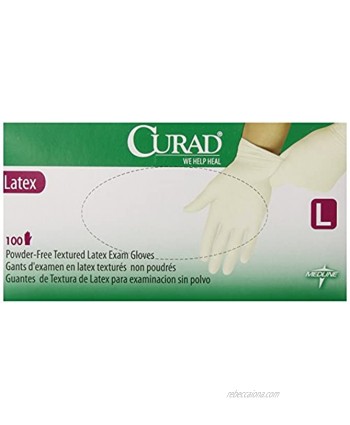 Curad Powder-Free Latex Exam Gloves Large 100 Count