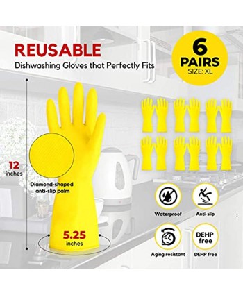 Dishwashing Gloves Rubber Gloves Yellow Flock Lined Heavy Duty Kitchen Gloves