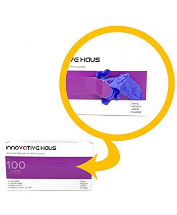 Innovative Haus Large Nitrile Gloves,Powder Free,Latex Free Gloves,Disposable Gloves,Gloves Disposable,Non Sterile,Food Gloves,Textured,Indigo Color,Box of 100 NGLG