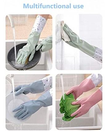 Long sleeve rubber gloves reusable dishwashing gloves kitchen oven pet cleaning gloves