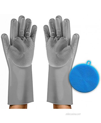 Magic Silicone Scrubbing Gloves with Silicone Sponge. Scrub Gloves Pair Gray