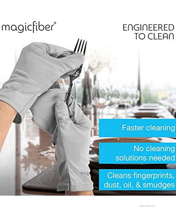 MagicFiber Microfiber Cleaning Gloves Mitts 1 Pair Easily Clean Polish Dust Crystal Wine Glass Screens Fingerprints Tarnish Silver Silverware Jewelry