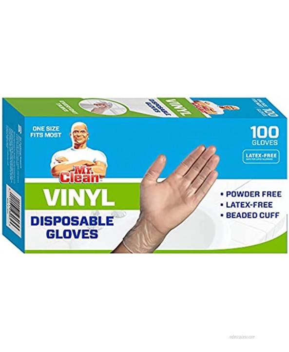 Mr. Clean Disposable Vinyl 100ct Latex Free Powder Free Beaded Cuff Gloves