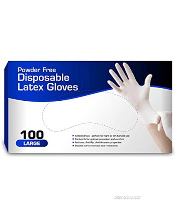 New Disposable Latex Gloves Powder Free 100 Gloves Per Box Large