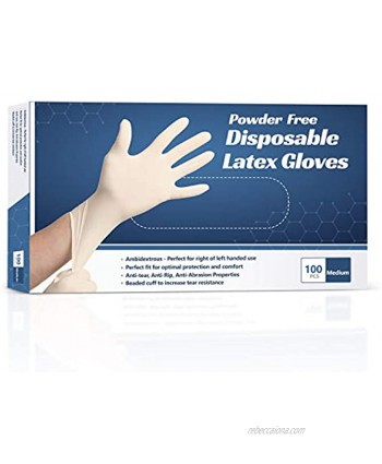 New Disposable Latex Gloves Powder Free 100 Gloves Per Box Medium