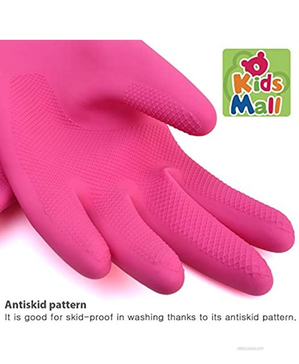 OkidsMall Kids Rubber Gloves Cleaning Dishwashing Gardening Household Reusable 6-9 Years