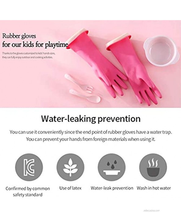 OkidsMall Kids Rubber Gloves Cleaning Dishwashing Gardening Household Reusable 6-9 Years