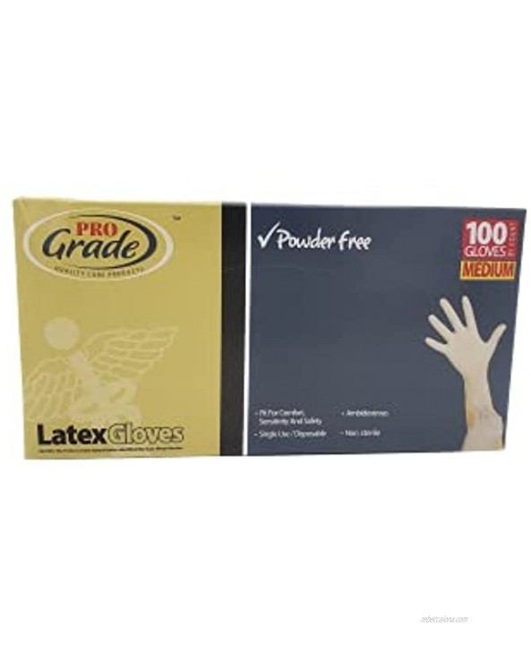 Pro Grade Latex Gloves Powder Free 100 Gloves MEDIUM