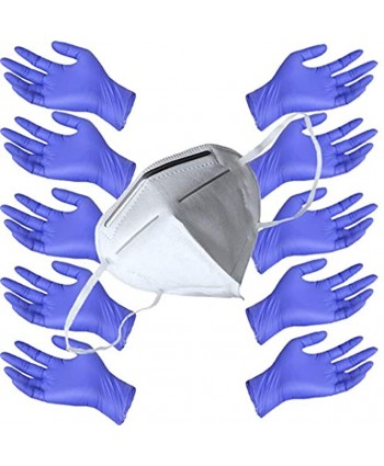 Qty 10 Gloves and 1 Cleaning Mask Bundle Purple Protection While Cleaning Dust