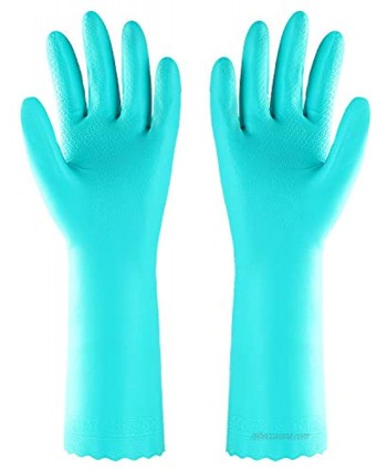 Reusable Dishwashing Cleaning Gloves with Latex Free Cotton Lining Kitchen Gloves 2 PairsMedium,Blue