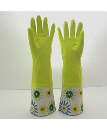 Reusable Waterproof Household Latex Cleaning Gloves Long Cuff Kitchen Gloves. 16 inches Long Pack of 3 Large