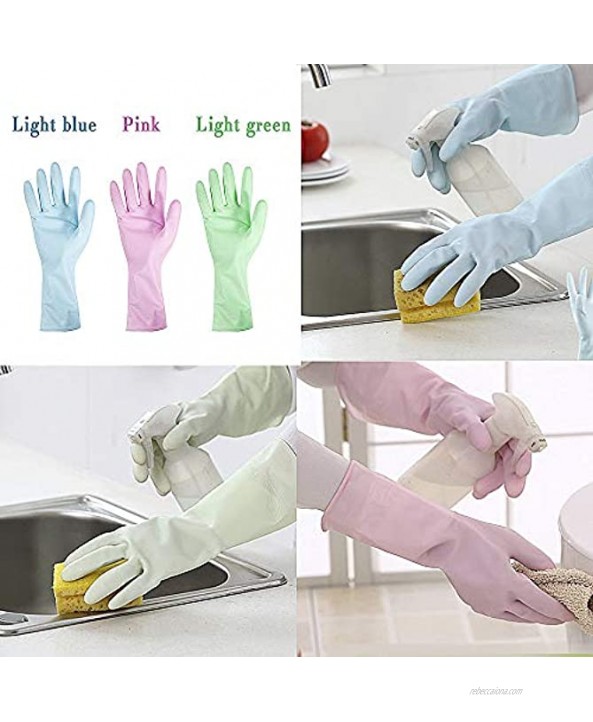 Rubber Gloves-Latex Free Kitchen Cleaning Gloves Household waterproof dishwashing Large（3-Pack）