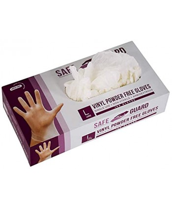 Safeguard Vinyl Powder Free Gloves Large 100 Count