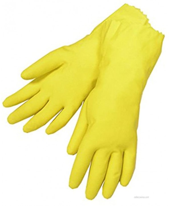 Size Large 3 Pairs 6 Gloves 12 Gloves Legend Yellow flock Lined Latex Household Kitchen Cleaning Dishwashing Rubber Gloves 18 mil