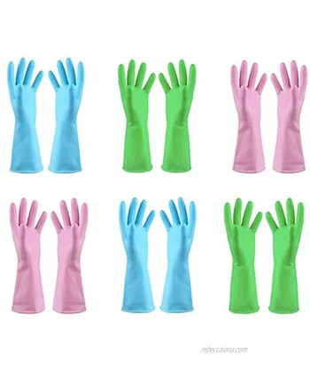 URSMART Dishwashing Household Gloves -6 Pairs Rubber Kitchen Gloves Waterproof Dishwashing Gloves Medium for Kitchen Dish Washing Laundry CleaningColor Random