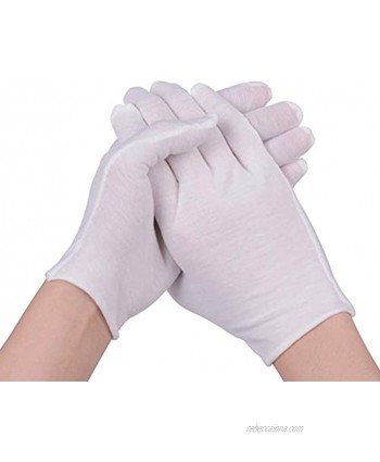 White Gloves 24 Pairs Soft Cotton Gloves Coin Jewelry Silver Inspection Gloves Stretchable Lining Glove（M L