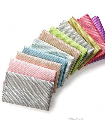 10PCS Fish Scale Microfiber Polishing Cleaning Cloth Glass Scrubbing Cloth Reusable Wave Pattern Fish Scale Cloth Rag Without Leaving Marks for Cleaning Mirror Glass Screen