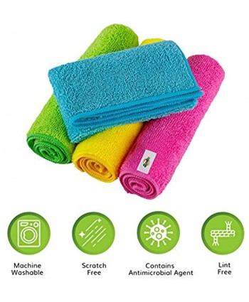12 Pack Microfiber Cleaning Cloth by SCRUBIT Lint & Streak Free Rags for House Cars Kitchen and Screens Super Absorbent and Soft Wash Cloths 12 x 16