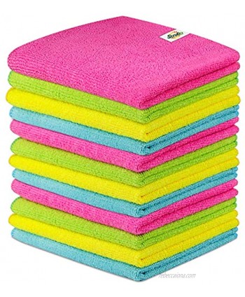 12 Pack Microfiber Cleaning Cloth by SCRUBIT Lint & Streak Free Rags for House Cars Kitchen and Screens Super Absorbent and Soft Wash Cloths 12 x 16