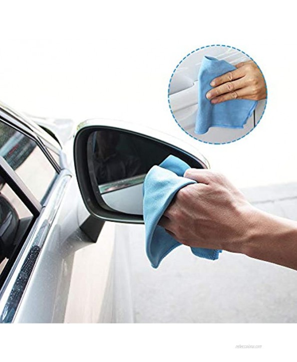 Auto Care Microfiber Glass Cleaning Cloths Towels for Windows Mirrors Windshield Computer Screen TV Tablets Dishes Camera Lenses Chemical Free Lint Free Scratch Free 12x12 Blue 8 Pack