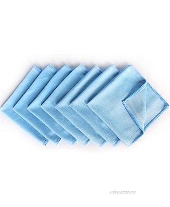 Auto Care Microfiber Glass Cleaning Cloths Towels for Windows Mirrors Windshield Computer Screen TV Tablets Dishes Camera Lenses Chemical Free Lint Free Scratch Free 12"x12" Blue 8 Pack