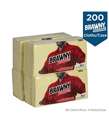Brawny Yellow Quarter-Fold Disposable Dusting Cloth by GP PRO Georgia-Pacific 24" Length x 24" Width 29624 Case of 4 Packs 50 Cloths per Pack