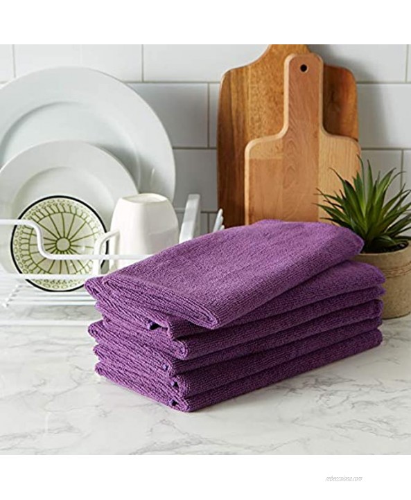 DII Cleaning Collection Microfiber Set Towel Eggplant 6 Count