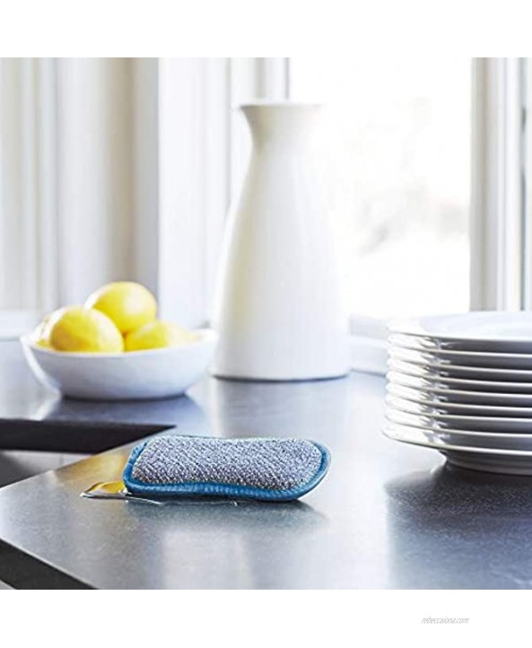 E-Cloth Washing Up Pad Non-Scratch Kitchen Scrub Sponge 300 Wash Guarantee Blue 4 Pack