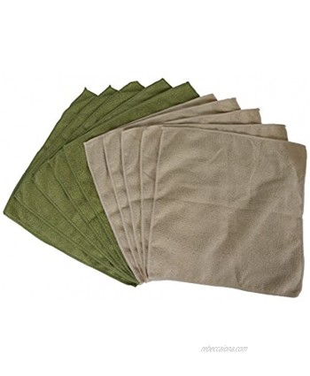 Evriholder Bamboo Naturals Greenery Collection Microfiber Towels Lint Free Cleaning Cloths Green & Tan Pack of 10