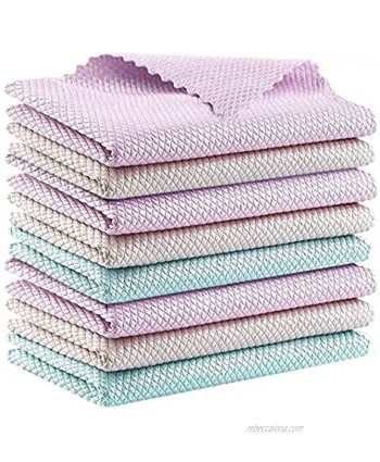 Fish Scale Microfiber Cleaning Cloth&Polishing Cloth-8 Pack Size:11.8 x 15.7 Inches Reusable Nanoscale Easy Clean Cloth Ideal for Cleaning Mirrors Glass Dish Screens