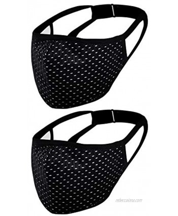 Fuleen Black Sports Face Mask Adjustable Strap Athletic Mask Breathable for Men Women 2 Packs