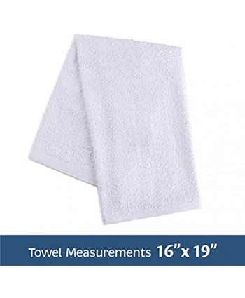 Groko Textiles Universal Cleaning Towels White Bulk 36 Pack 16” X 19” 100% Cotton Fully Bordered Commercial Grade Terry Weave Cloth Bar Mops for Everyday Restaurant or Home Use