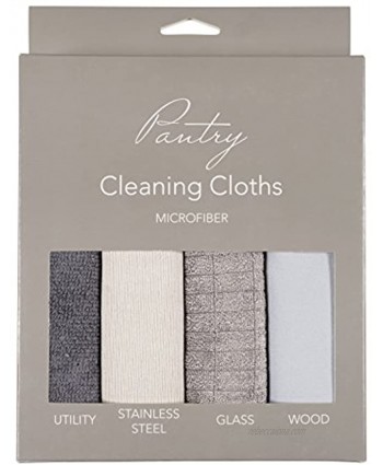 KAF Home Pantry Multipurpose Microfiber Textured Cleaning Cloth 4-Pack 15 x 18-Inch 1 Utility Cloth 1 Stainless Steel Cloth 1 Glass Cloth 1 Wood Cloth