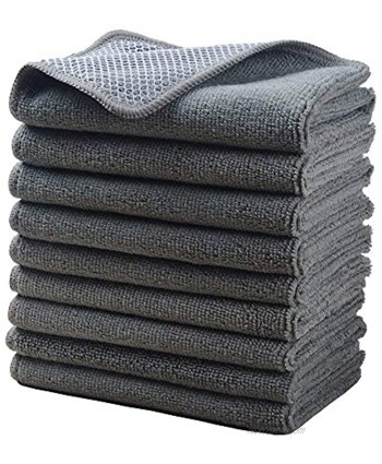 KinHwa Microfiber Dish Cloths Super Absorbent Kitchen Wash Cloth Dish Rags for Washing Dishes Fast Drying Cleaning Cloth with Scrub Side 12inchx12inch 9 Pack Gray