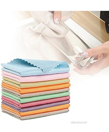 Microfiber Cleaning Cloth 10 Pack Easy Clean Reusable Nanoscale Cleaning Cloth Fish Scale Rags for Cleaning Dishes Windows Car Mirrors and Glass. 12x16 inches