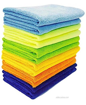 Mr.Towels Large Mixed-Color Microfiber Cleaning Cloth All-Purpose Cleaning Towels Pack of 12 Size: 16" x 16" 6 Colors