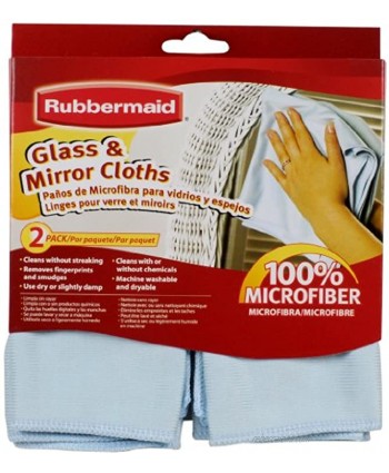 Rubbermaid 2-Pack Microfiber Glass Cleaning Cloth Blue Clean Dust and Dirt Cleaning and Polishing Cloth