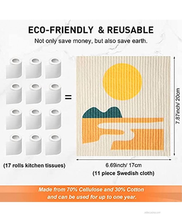 Set of 6 Abstract Line Swedish Dishcloths Washable Kitchen Towels Absorbent and Quick Drying Cleaning Cloths Kitchen Hand Counter Wipes
