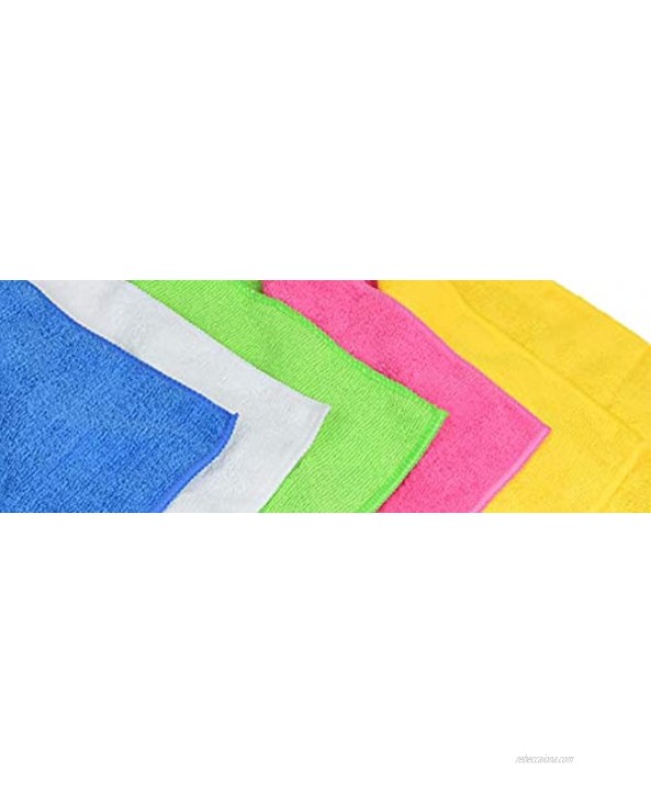 Simpli-Magic 79130 Microfiber Cleaning Cloths Pack of 50 Large Size Ideal for Home Kitchen Auto Glass and Pets 5 Colors Included,Blue Yellow Green White Pink