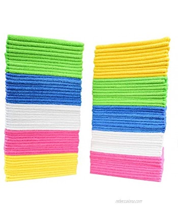 Simpli-Magic 79130 Microfiber Cleaning Cloths Pack of 50 Large Size Ideal for Home Kitchen Auto Glass and Pets 5 Colors Included,Blue Yellow Green White Pink