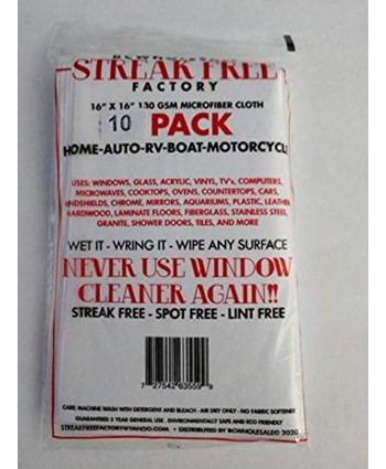 Streak Free Factory Microfiber Cleaning Cloth 16 x 16 inch White 10