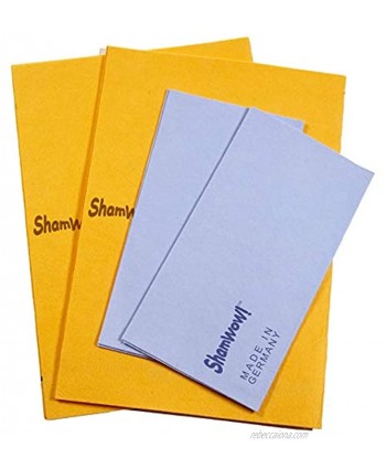The Original Shamwow Super Absorbent Multi-Purpose Cleaning Shammy Chamois Towel Cloth Machine Washable Will Not Scratch 4 Pack: 2 Large Orange and 2 Small Blue