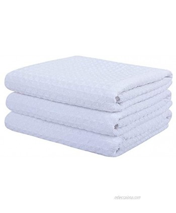 VIVOTE Microfiber Kitchen Drying Towels Dish Towels Waffle Weave Tea Towels Super Soft and Absorbent 3 Pack white16 x 22 Inch